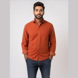 Nordstrom Men’s dark Orange long sleeve Button Down shirt L